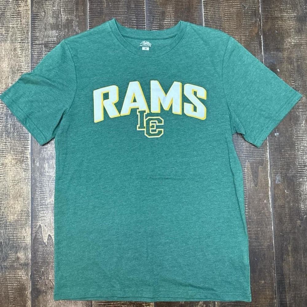 Pel Athletic Green and Yellow Vintage 90s Los Angeles Rams Graphic Tee